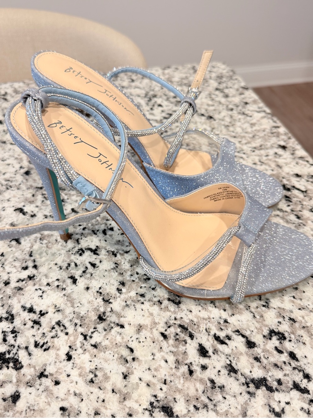 Betsey Johnson Glittery Light Blue Strappy Heels